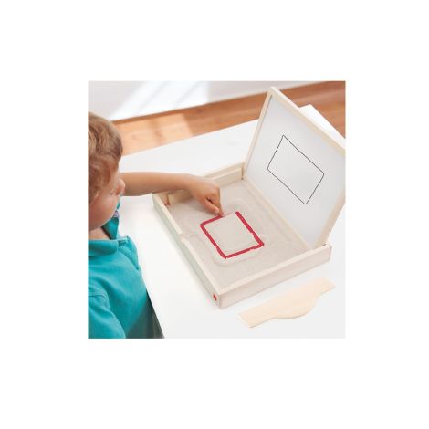 Tava multi-senzoriala mica Montessori pentru terapie, desen si prescriere, nisip inclus - poza 5