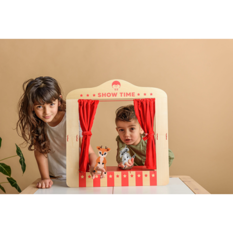 Teatru de papusi din lemn pentru masa, pliabil, cu figurine incluse Kipod - poza 2