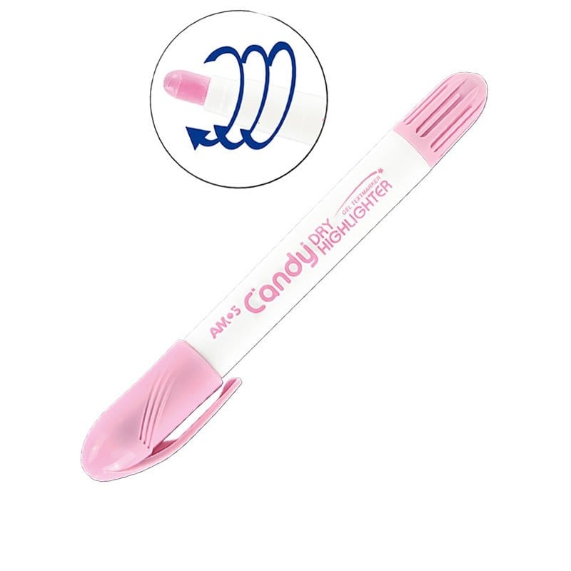 Textmarker uscat pentru evidentiere notite,varf durabil,roz pastel