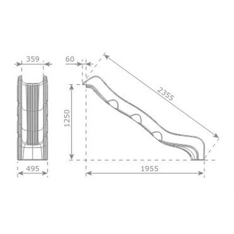 Tobogan pentru uz public Optima, rosu, 240 x 50 x 44 cm, pentru platforma de 1.25 m inaltime, KBT - poza 4