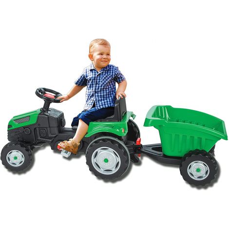 Tractor copii cu pedale si remorca Pilsan Active with Trailer 07-316 green - poza 1