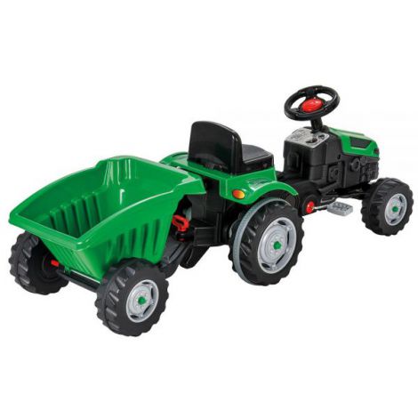 Tractor copii cu pedale si remorca Pilsan Active with Trailer 07-316 green - poza 3