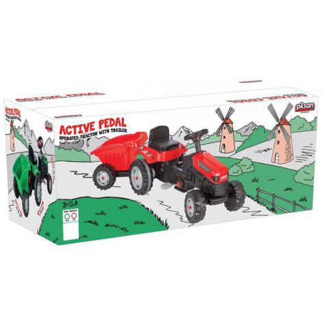Tractor copii cu pedale si remorca Pilsan Active with Trailer 07-316 green - poza 4