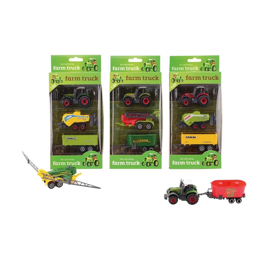 Tractor cu 2 remorci John Toys Farm Masters 1:64 diverse modele - poza 1