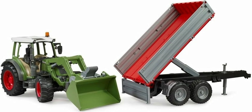 Tractor cu incarcator frontal si remorca Bruder Fendt 211 - poza 2
