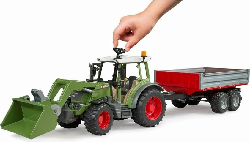 Tractor cu incarcator frontal si remorca Bruder Fendt 211 - poza 3
