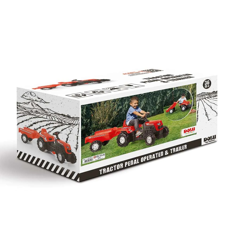 Tractor cu pedale si remorca Dolu 52 x 45 x 150 cm Rosu - poza 2