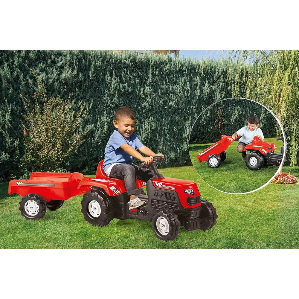 Tractor cu pedale si remorca Dolu 52 x 45 x 150 cm Rosu - poza 3