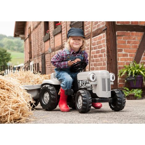 Tractor cu pedale si remorca Rolly Toys Kid Little Grey Fergie gri - poza 3