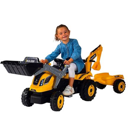 Tractor cu pedale si remorca Smoby Builder Max galben 7600710304 - poza 1