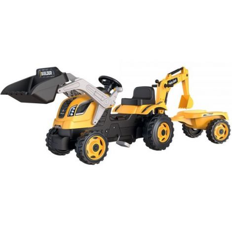 Tractor cu pedale si remorca Smoby Builder Max galben 7600710304 - poza 2