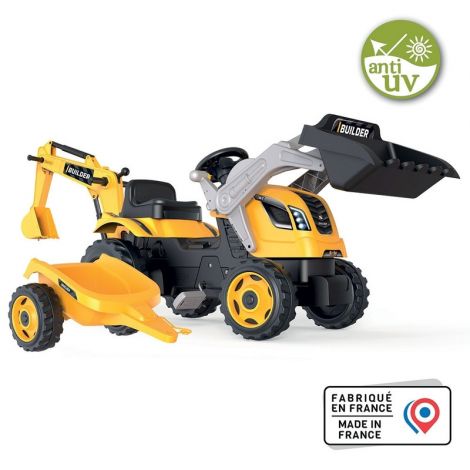 Tractor cu pedale si remorca Smoby Builder Max galben 7600710304 - poza 4
