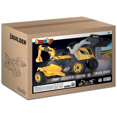 Tractor cu pedale si remorca Smoby Builder Max galben 7600710304 - poza 5