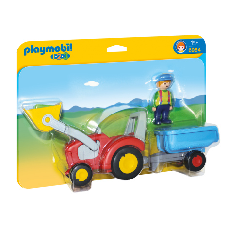 Tractor cu remorca de construit, Playmobil 123, Playmobil PM6964 - poza 1