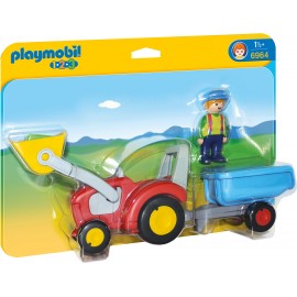 Tractor cu remorca de construit, Playmobil 123, Playmobil PM6964 - poza 2