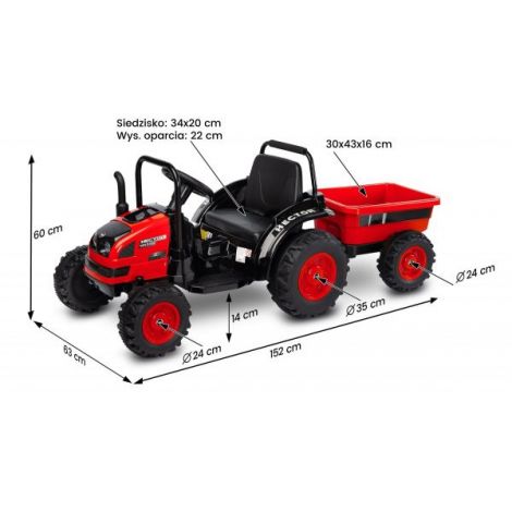 Tractor electric cu remorca si telecomanda Toyz HECTOR 12V Rosu - poza 2