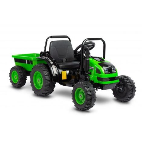 Tractor electric cu remorca si telecomanda Toyz HECTOR 12V Verde - poza 5