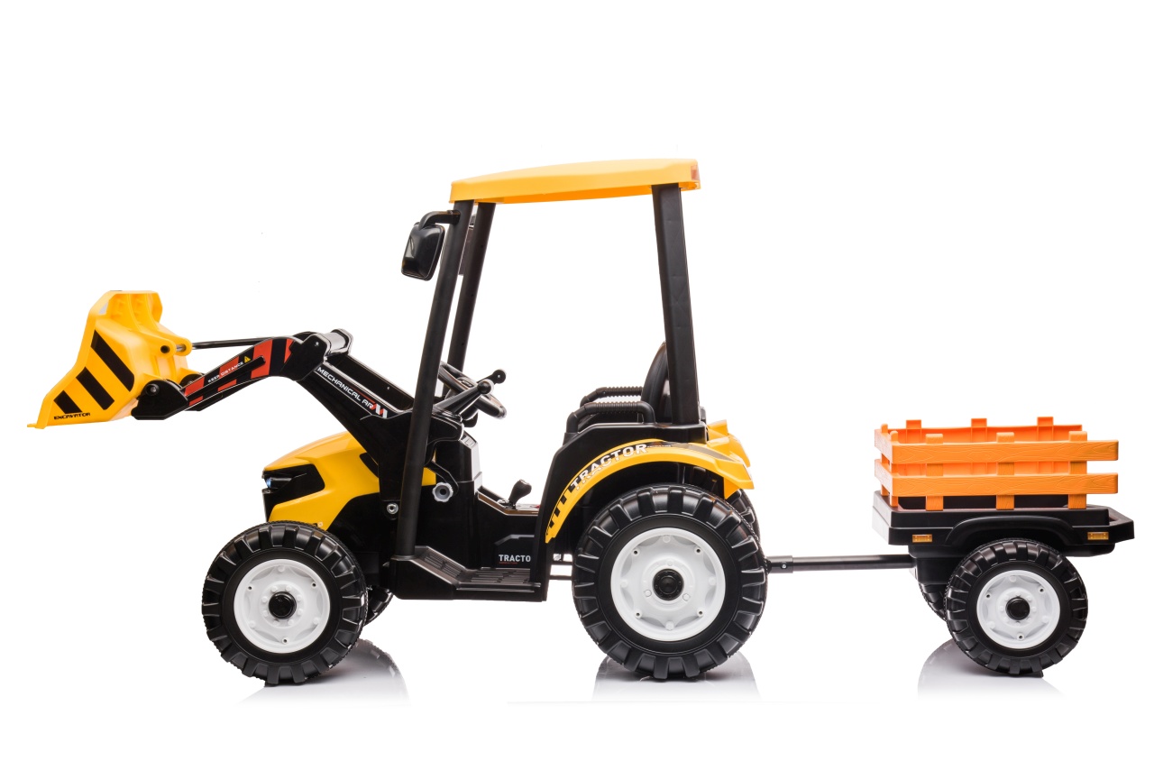 Tractor electric pentru copii Autokids cu remorca cu cupa Mega D68 24V 400W (3158) Galben - Autokids.ro - poza 2