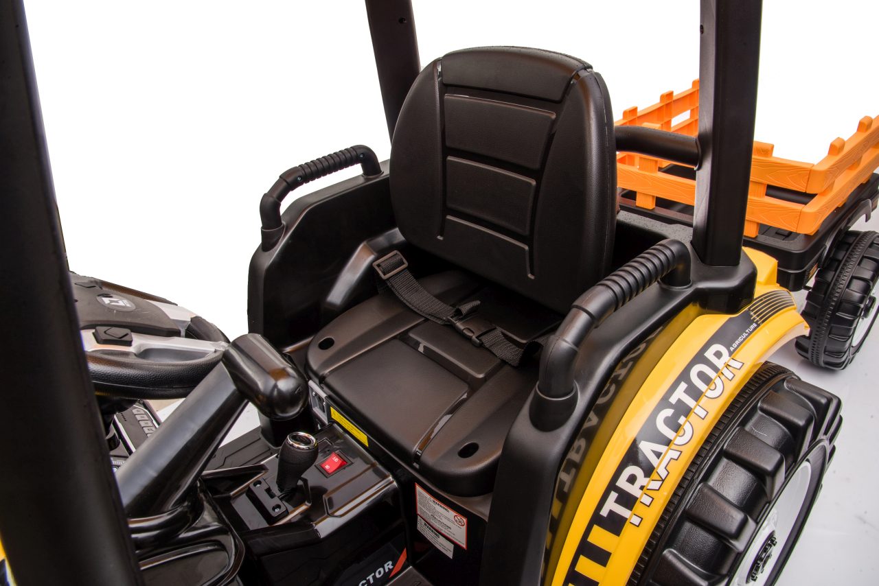 Tractor electric pentru copii Autokids cu remorca cu cupa Mega D68 24V 400W (3158) Galben - Autokids.ro - poza 3