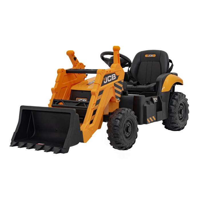 Tractor electric pentru copii cu cupa manuala JCB (0960) Galben - Autokids.ro - poza 1