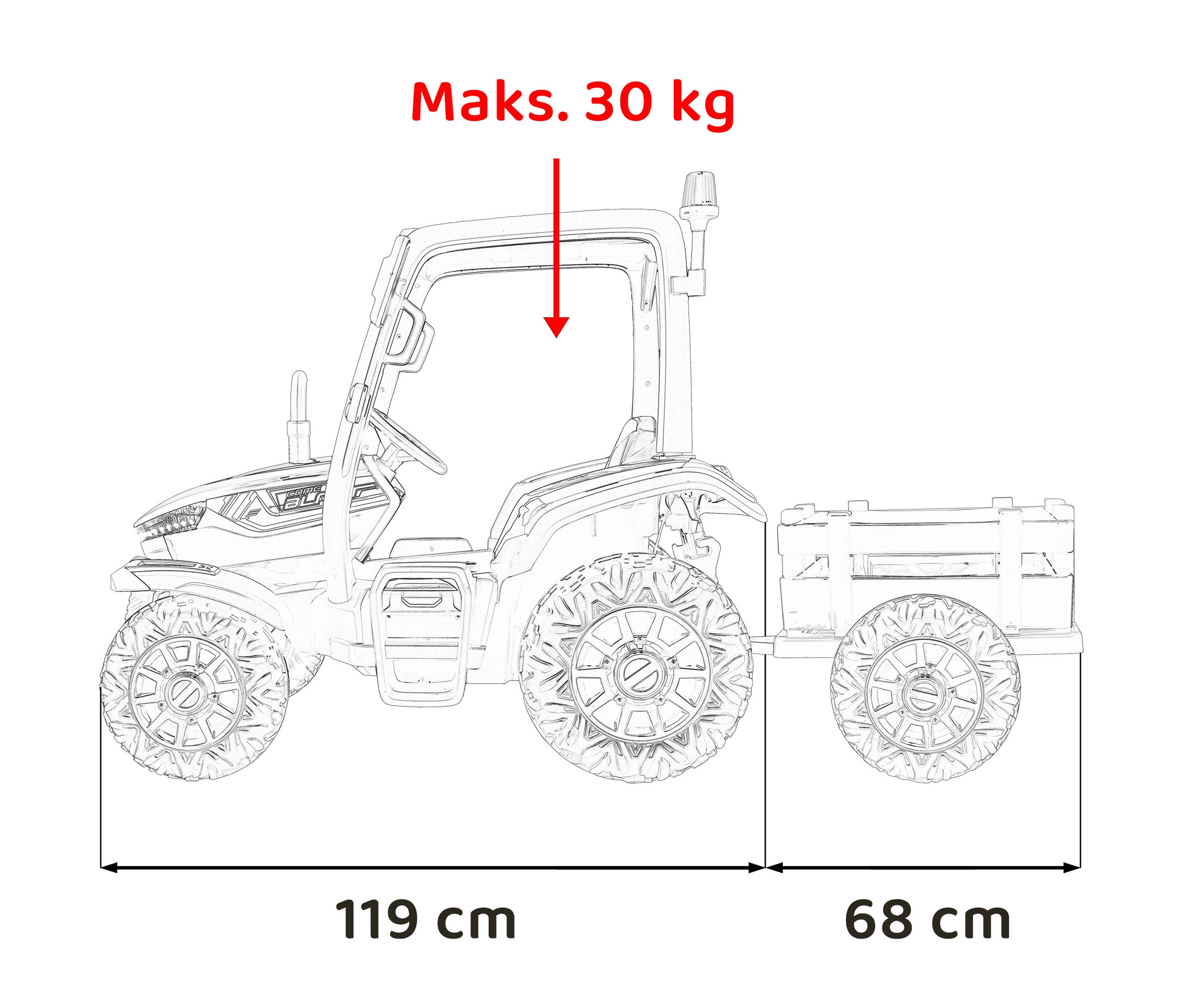 Tractor electric pentru copii cu remorca BLAST Z 24V (206) Albastru - Autokids.ro - poza 5