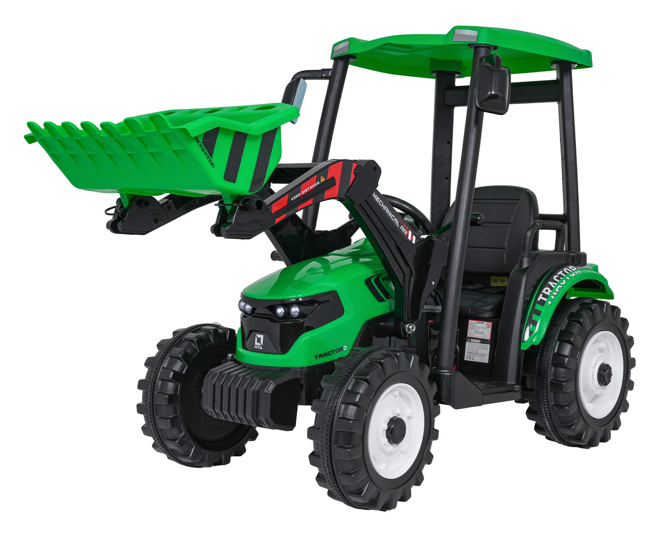 Tractor electric pentru copii cu remorca cu cupa Mega D68 24V 400W (3158) Verde - Autokids.ro - poza 4