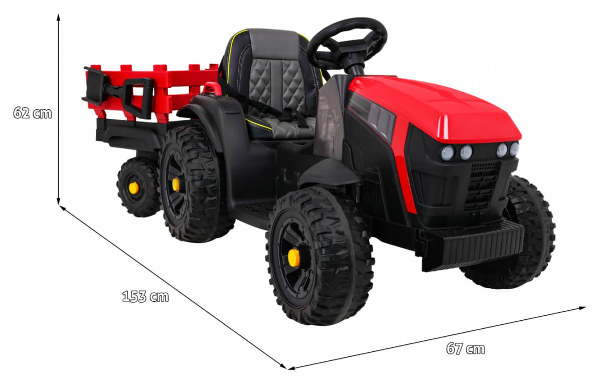 Tractor electric pentru copii cu remorca Titanium, roti EVA (0925) Rosu - Autokids.ro - poza 2