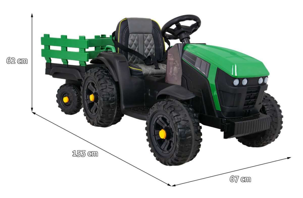 Tractor electric pentru copii cu remorca Titanium, roti EVA (0925) Verde - Autokids.ro - poza 2