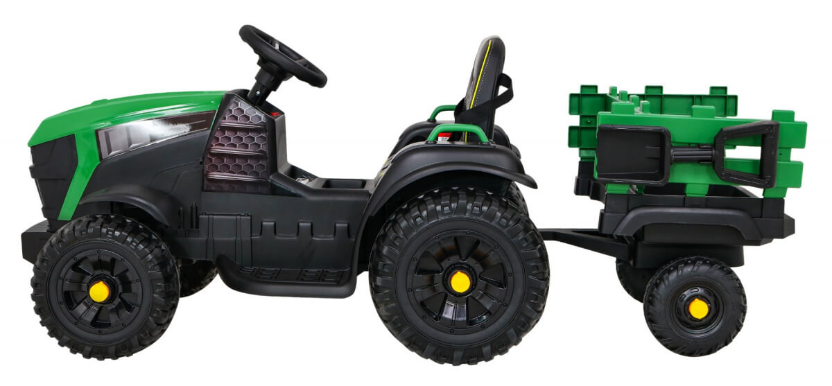 Tractor electric pentru copii cu remorca Titanium, roti EVA (0925) Verde - Autokids.ro - poza 4