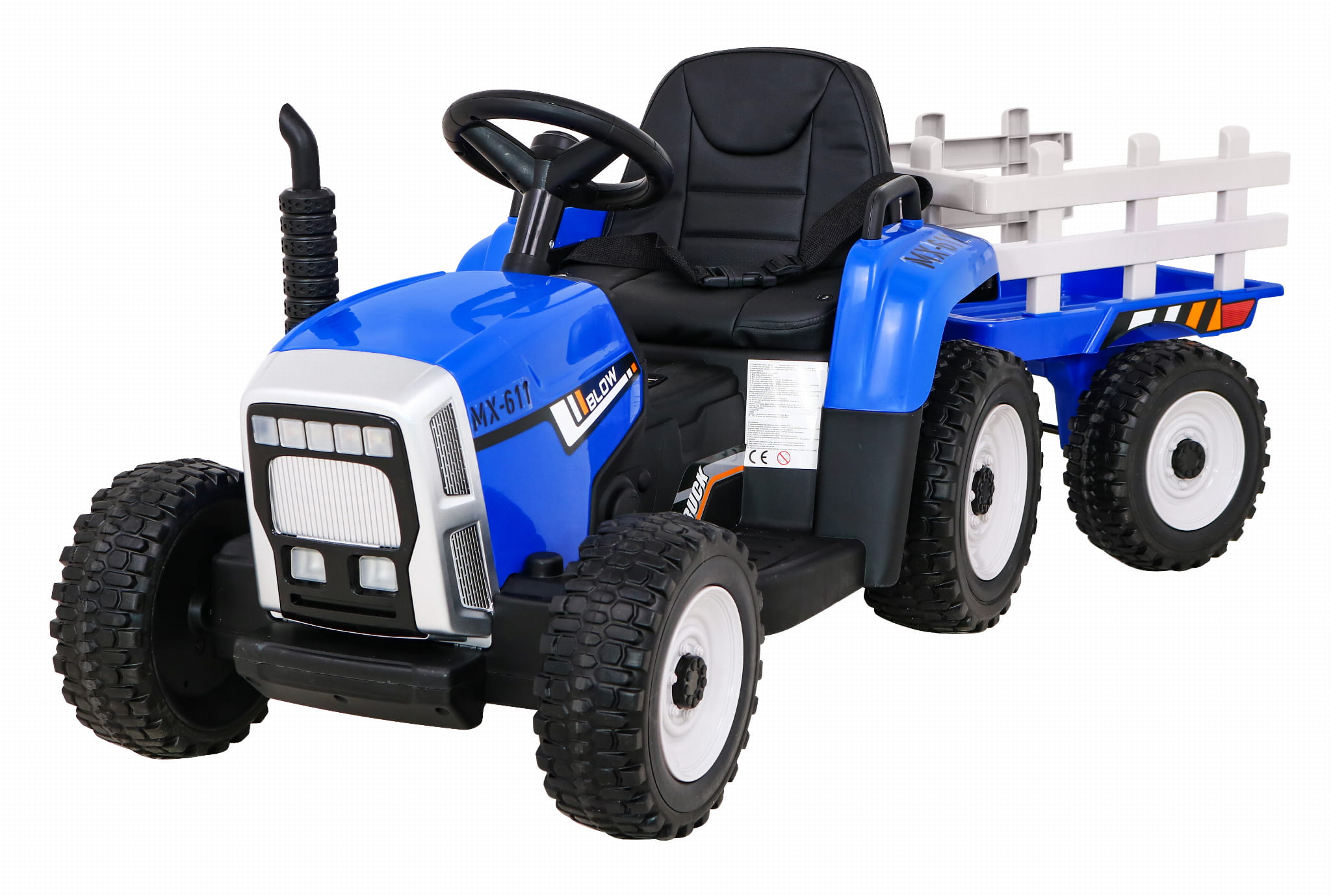 Tractor electric pentru copii cu remorca Workers Truck (MX-611) Albastru - Autokids.ro - poza 1