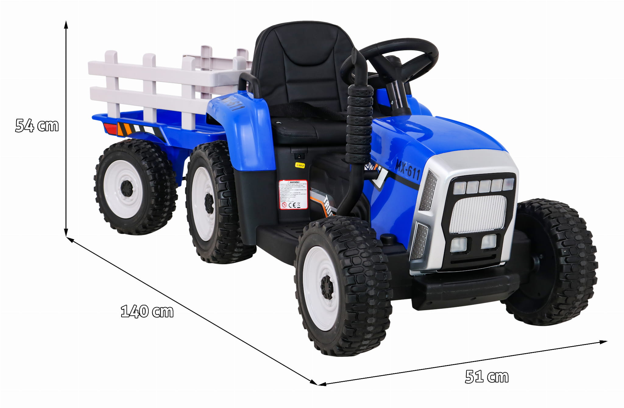 Tractor electric pentru copii cu remorca Workers Truck (MX-611) Albastru - Autokids.ro - poza 2