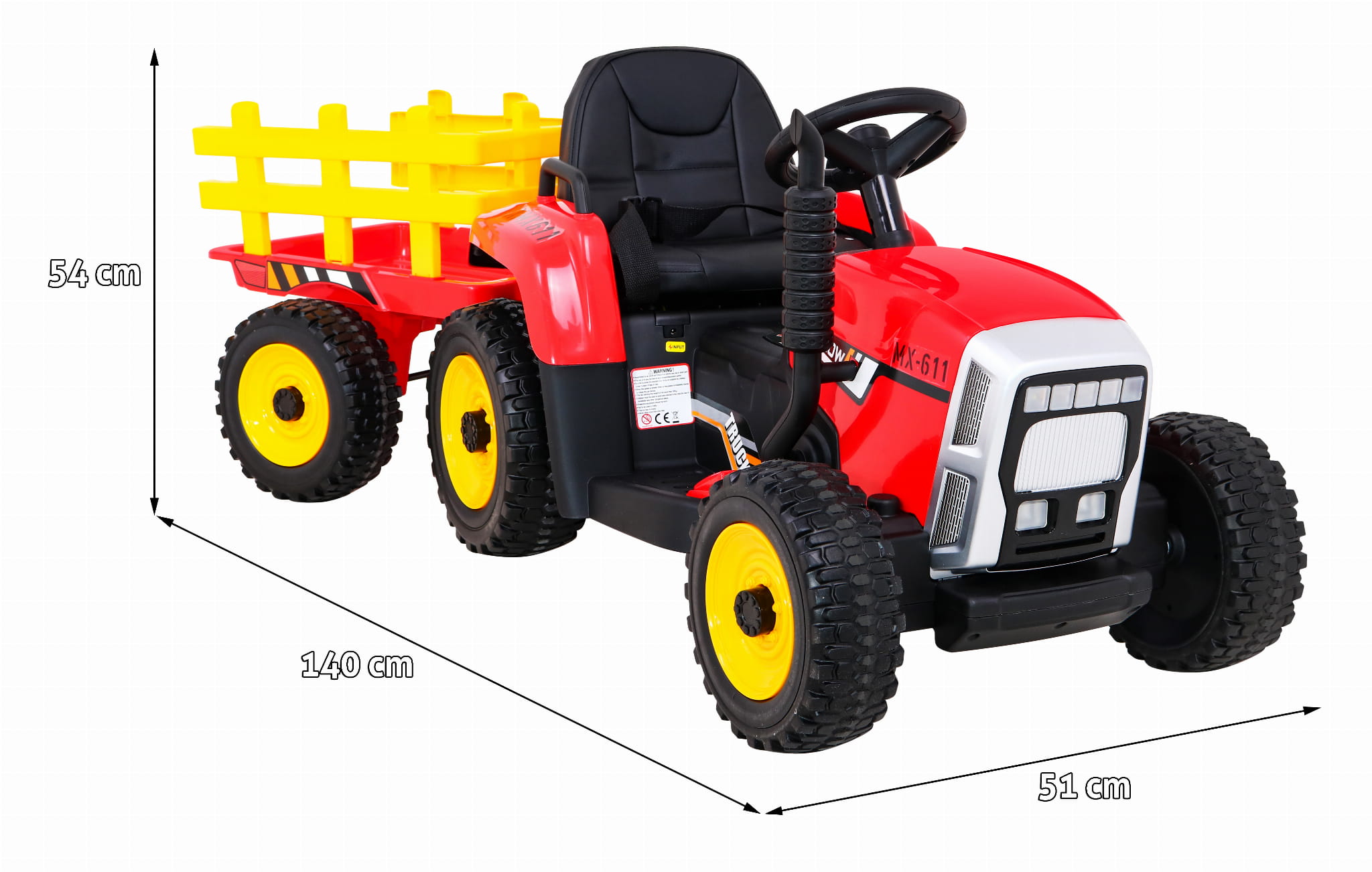 Tractor electric pentru copii cu remorca Workers Truck (MX-611) Rosu - Autokids.ro - poza 3