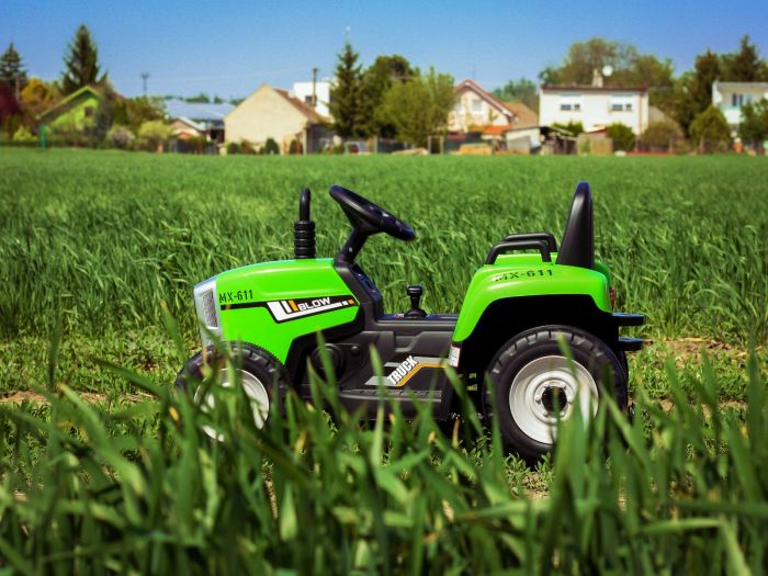 Tractor electric pentru copii cu remorca Workers Truck (MX-611) Verde - Autokids.ro - poza 2