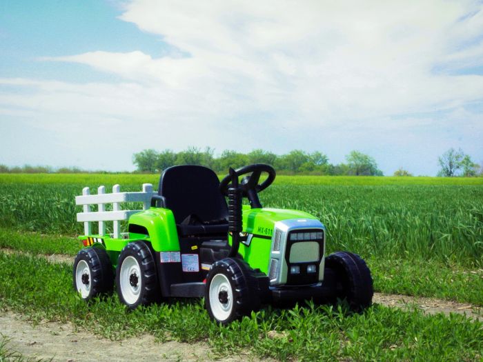 Tractor electric pentru copii cu remorca Workers Truck (MX-611) Verde - Autokids.ro - poza 4