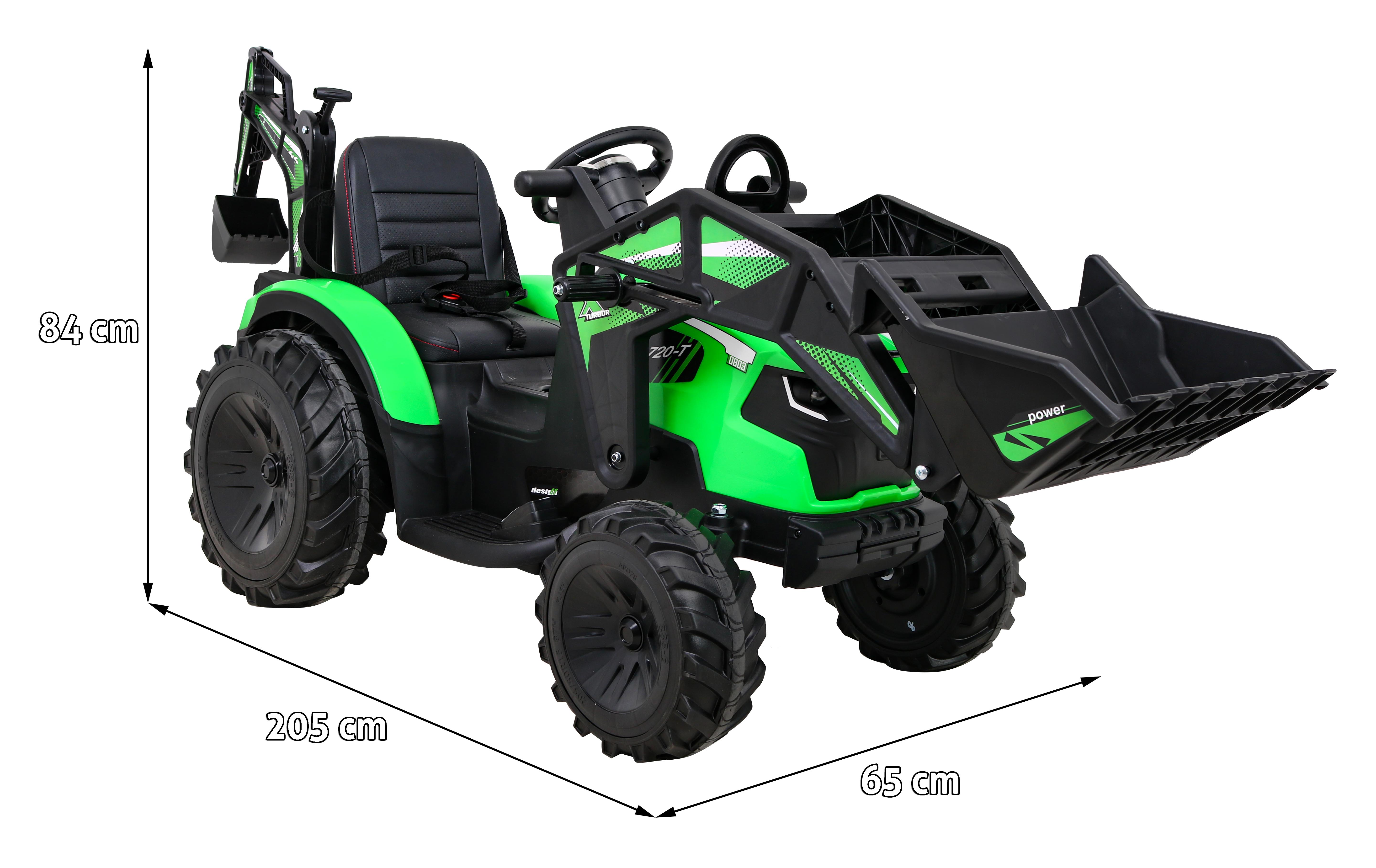 Tractor excavator electric pentru copii 3-8 ani cu remorca XXL Lux 720-T 12V 100W (2068) Verde - Autokids.ro - poza 2