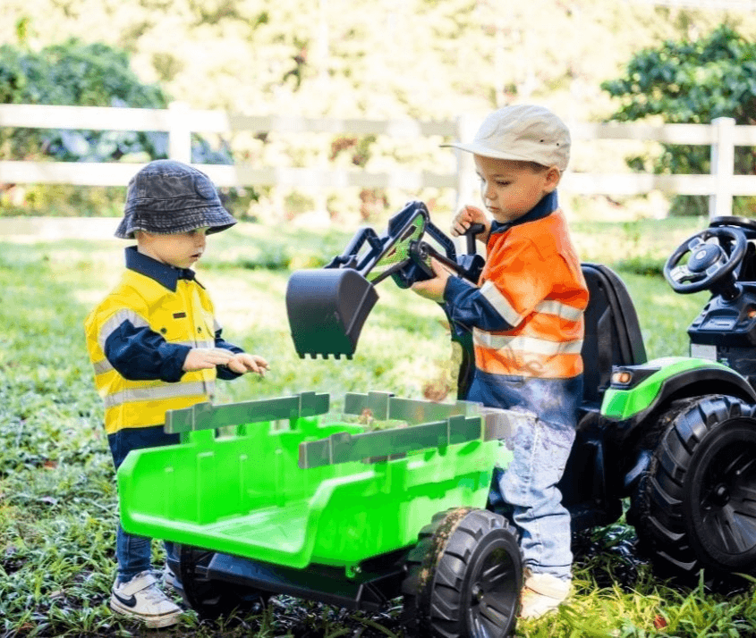 Tractor excavator electric pentru copii 3-8 ani cu remorca XXL Lux 720-T 12V 100W (2068) Verde - Autokids.ro - poza 5
