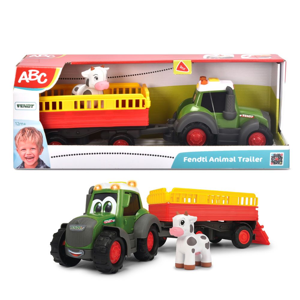 Tractor Fendt cu remorca si figurina vaca Simba - poza 2