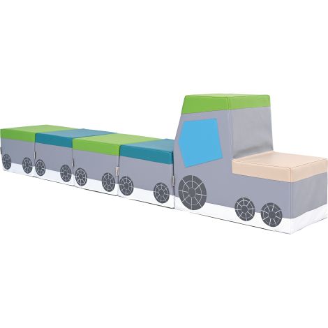 Tren modular din spuma, 215 cm lungime, pentru loc de joaca de interior, gradinita si cresa - poza 1