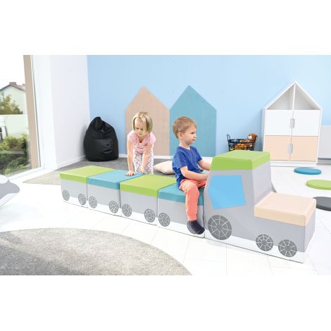 Tren modular din spuma, 215 cm lungime, pentru loc de joaca de interior, gradinita si cresa - poza 2
