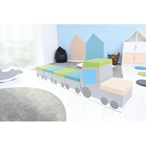 Tren modular din spuma, 215 cm lungime, pentru loc de joaca de interior, gradinita si cresa - poza 4