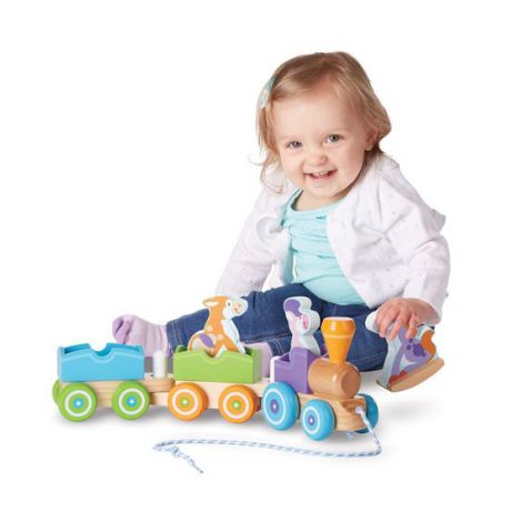 Trenulet din lemn cu animale - Melissa and Doug - poza 4