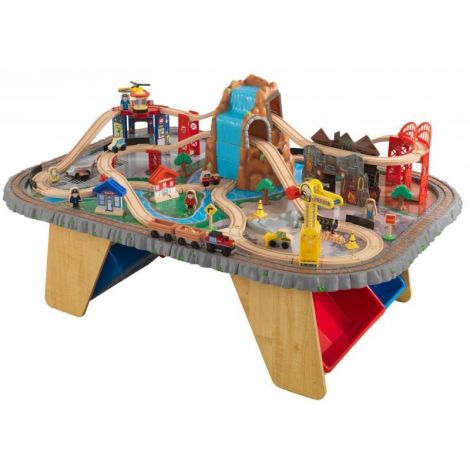 Trenulet din lemn Waterfall Junction si masa de joaca - poza 1