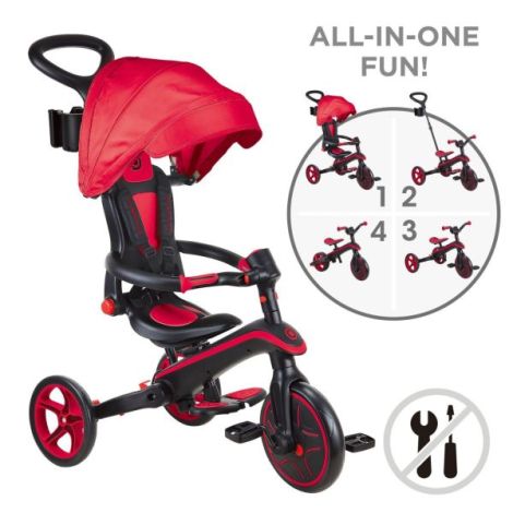 Tricicleta globber explorer 4 in 1 pliabila, culoare rosie - poza 1
