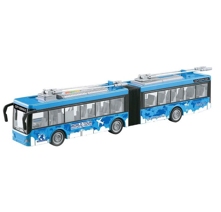 Troleibuz cu sunete si lumini Ocie City Service 1:16 Blue - poza 1