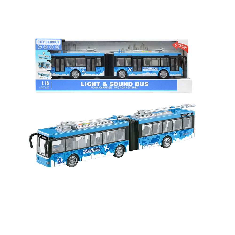 Troleibuz cu sunete si lumini Ocie City Service 1:16 Blue - poza 2
