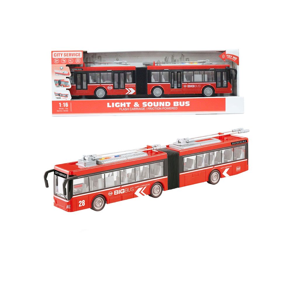 Troleibuz cu sunete si lumini Ocie City Service 1:16 Red - poza 2