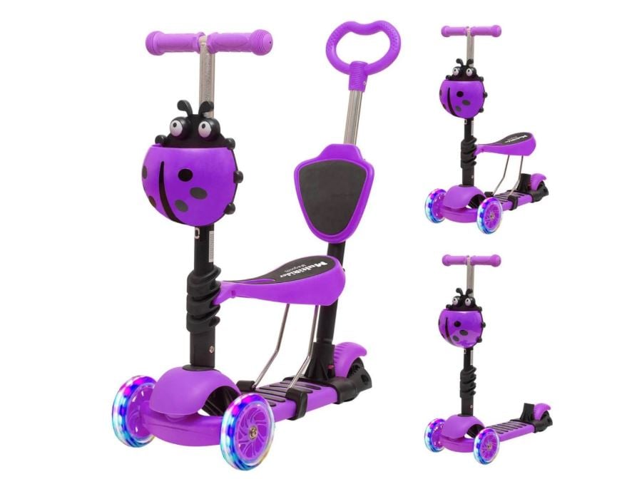 Trotineta 5 in 1 buburuza cu scaunel - ( mov )