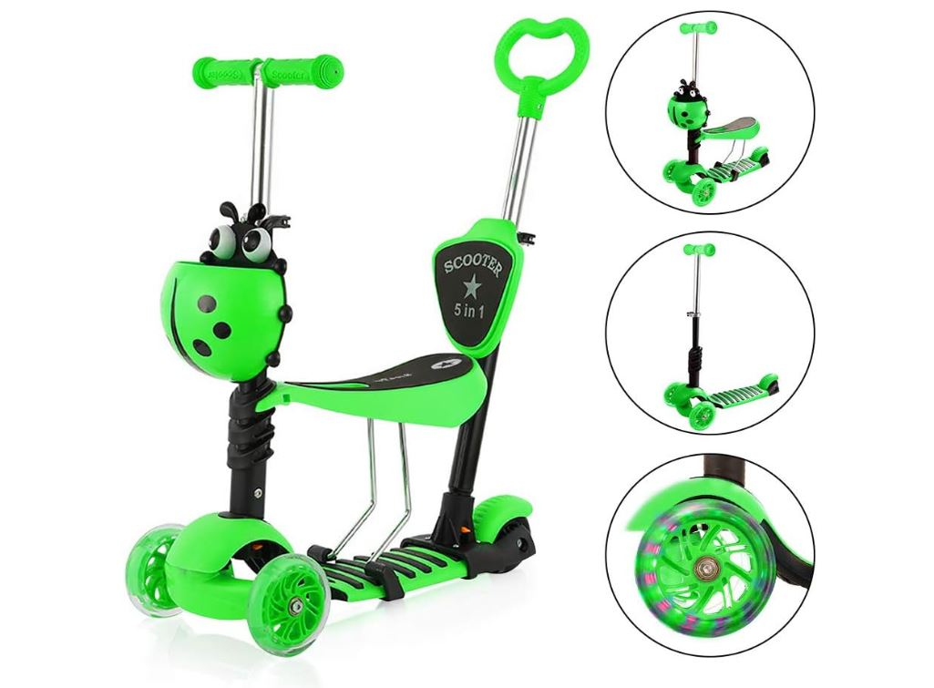 Trotineta 5 in 1 buburuza cu scaunel - ( verde )