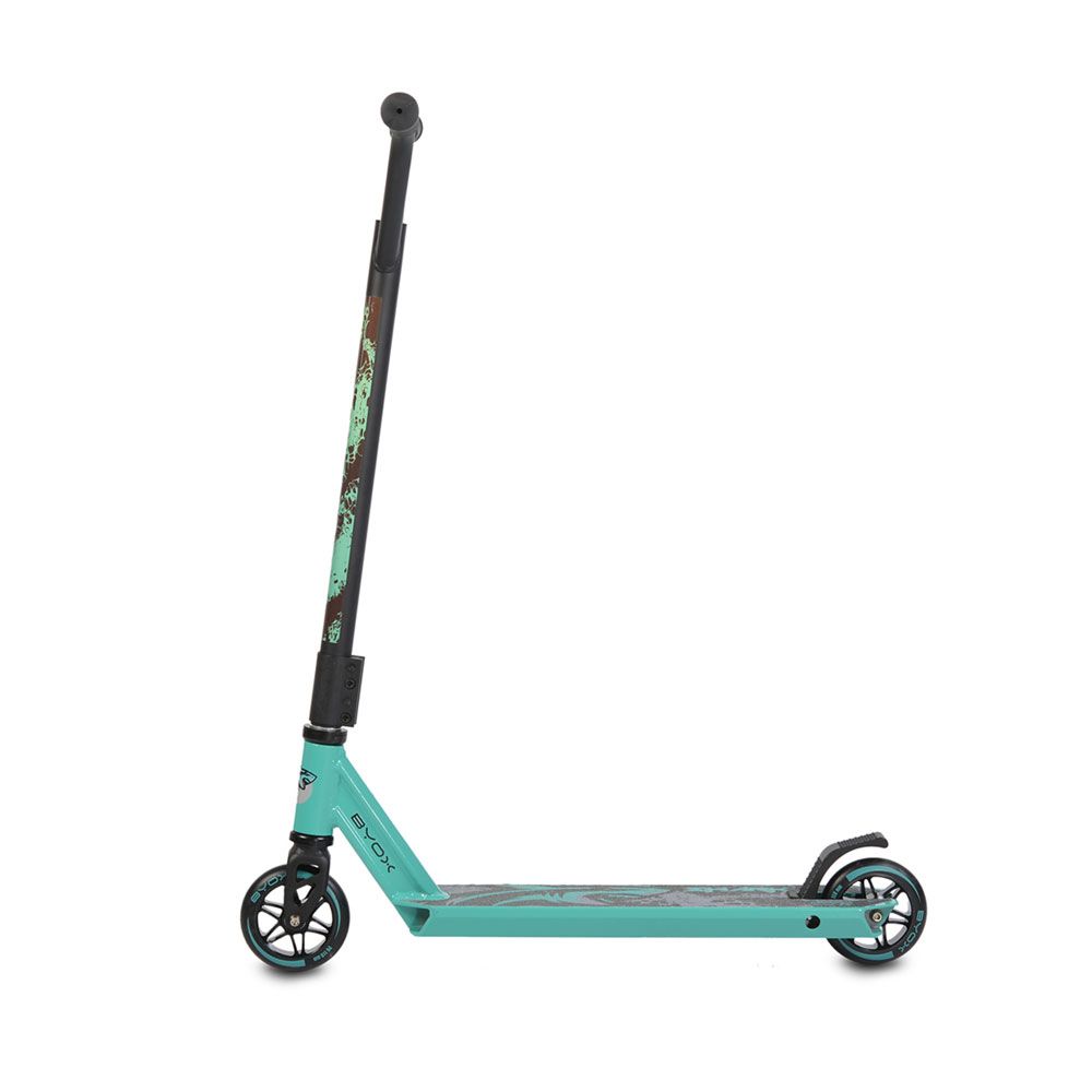 Trotineta aluminiu cu 2 roti pentru baieti peste 10 ani Moni Byox Stunt Shark turcoaz - poza 2