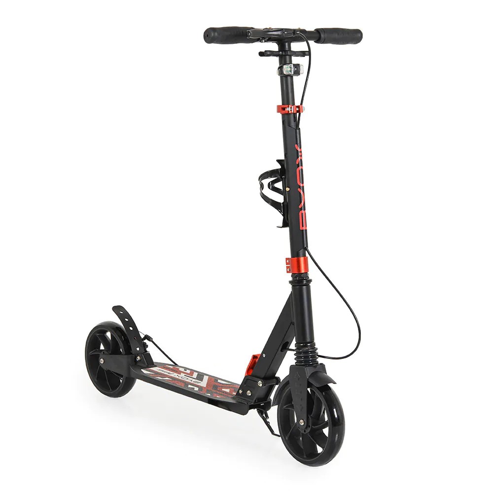 Trotineta aluminiu pliabila cu 2 roti unisex peste 8 ani Byox Plexus negru cu amortizor - poza 1